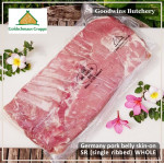 Pork BELLY SKIN ON samcan frozen Germany GOLDSCHMAUS whole cuts +/- 5kg 50x25x5cm (price/kg)